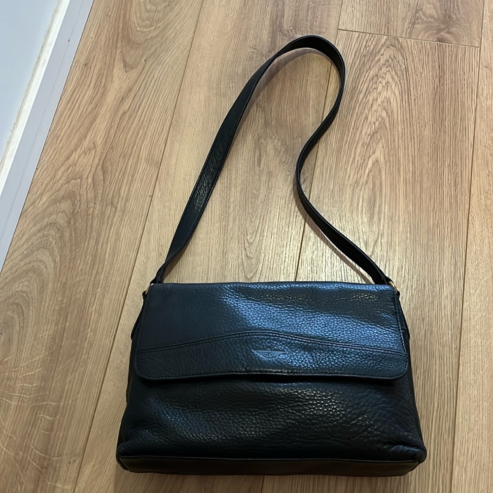 Black pebbled leather handbag